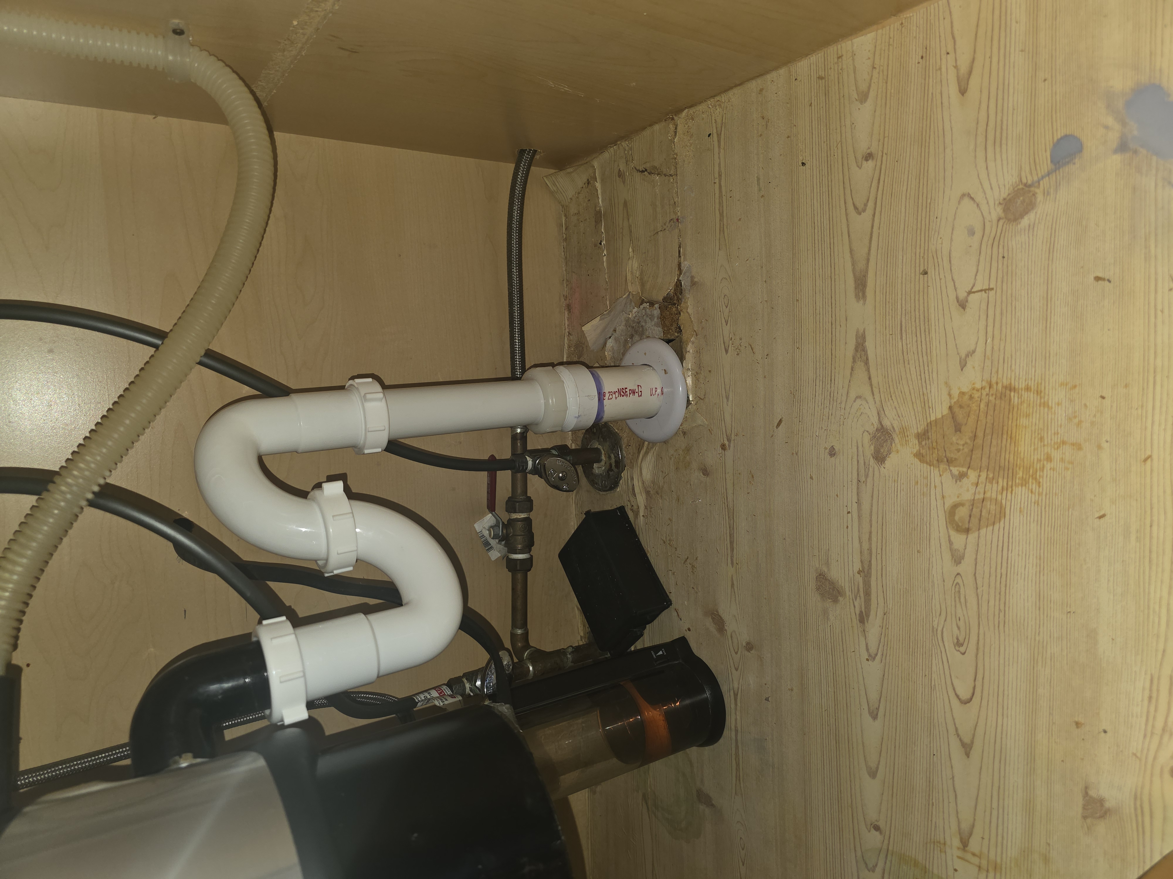 Under-sink PVC with garbage disposal